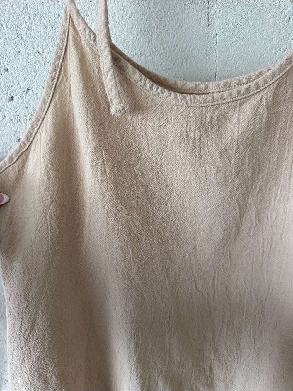 Tan linen Ruffle-Hem Summer Beach Dress - Picture 2 of 4